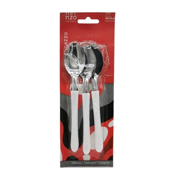 Imagen de Cubiertos cucharas de postre x3 en blister acero inoxidable BLANCO, ELEGANCE MARTINAZZO