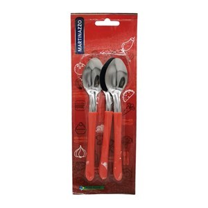 Imagen de Cubiertos cucharas de postre x3 en blister acero inoxidable ROJO, ELEGANCE MARTINAZZO