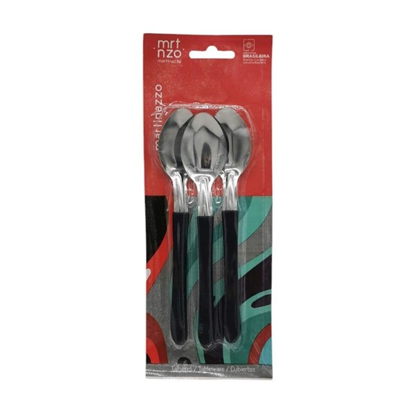 Imagen de Cubiertos cucharas de té x3 en blister acero inoxidable NEGRO, PIEMONTE MARTINAZZO