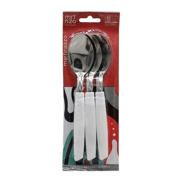 Imagen de Cubiertos cucharas de mesa x3 en blister acero inoxidable BLANCO, PIEMONTE MARTINAZZO