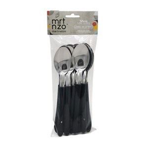 Imagen de Cubiertos cucharas de mesa x12 en bolsa acero inoxidable NEGRO, ELEGANCE MARTINAZZO