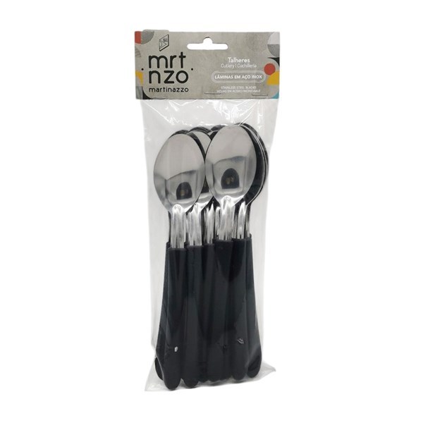 Imagen de Cubiertos cucharas de mesa x12 en bolsa acero inoxidable NEGRO, ELEGANCE MARTINAZZO
