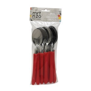 Imagen de Cubiertos cucharas de mesa x12 en bolsa acero inoxidable ROJO, ELEGANCE MARTINAZZO