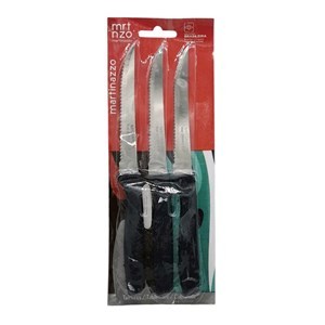 Imagen de Cubiertos cuchillo de mesa x3 en blister, acero inoxidable NEGRO, PIEMONTE MARTINAZZO