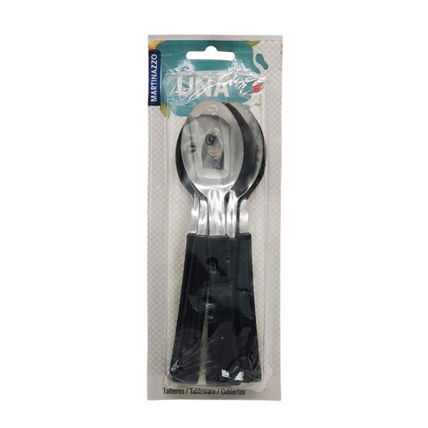 Imagen de Cubiertos cucharas de mesa x6 en blister acero inoxidable NEGRO, UNA MARTINAZZO