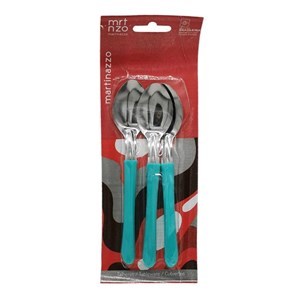 Imagen de Cubiertos cucharas de postre x3 en blister acero inoxidable VERDE, ELEGANCE MARTINAZZO