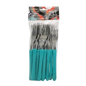 Imagen de Cubiertos tenedores de mesa x12 en bolsa acero inoxidable VERDE, ELEGANCE MARTINAZZO