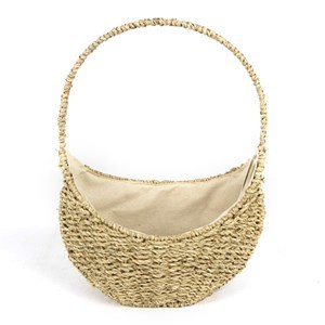 Imagen de Canasta de fibras naturales forrada, junco de agua