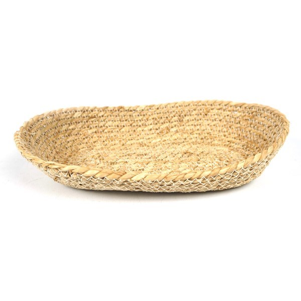 Imagen de Canasto cesto bandeja de fibras naturales, junco de agua