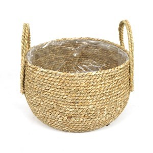 Imagen de Canasto porta maceta 2 asas de fibras naturales, junco de agua