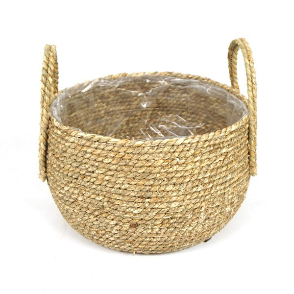 Imagen de Canasto porta maceta 2 asas de fibras naturales, junco de agua