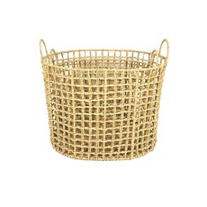 Imagen de Cesto canasto calado de fibras naturales, junco de agua