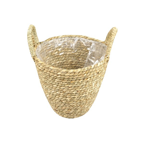 Imagen de Canasto porta maceta 2 asas, chico, de fibras naturales, junco de agua