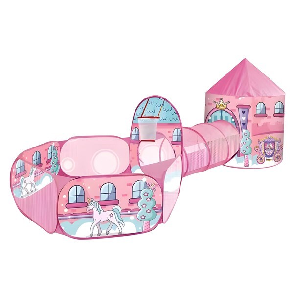 Imagen de Casita carpa para niños ROSADO, con túnel y pelotero, en bolsa