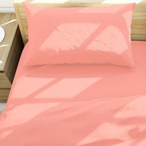 Imagen de Sábanas 1 plaza Berlina ROSADO, 90x190x25 152x220 50x75cm set de 3 piezas en poliester, en sobre PVC