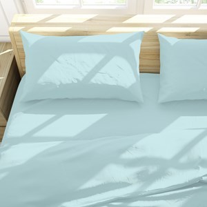 Imagen de Sábanas 2 plazas Berlina CELESTE, 140x190x25 200x220 50x75cm, set 4 piezas en poliester