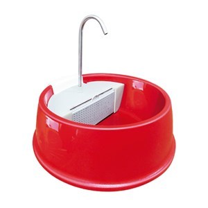 Imagen de Bebedero para mascotas, 1.5L de plástico con filtro de carbón y bomba de presión 220v, en caja, ROJO, FURACAO
