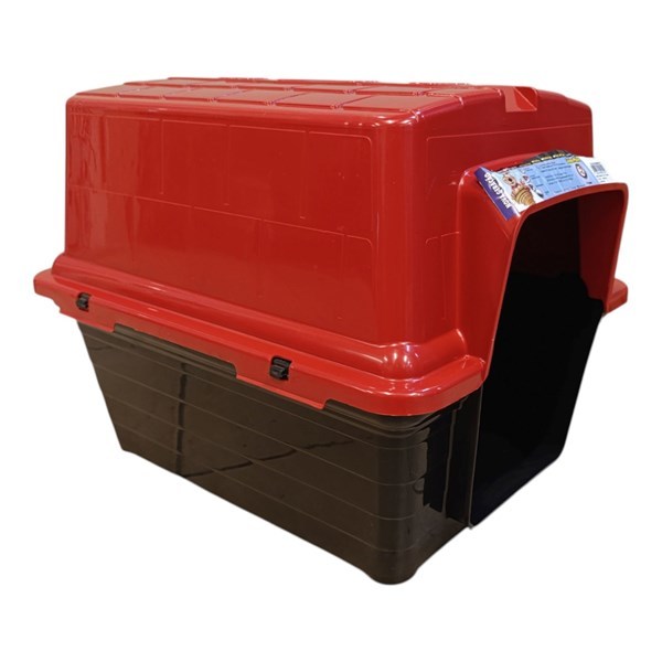 Imagen de Casita para mascotas Nº2, de plástico desarmable modelo tradicional, techo ROJO FURACAO