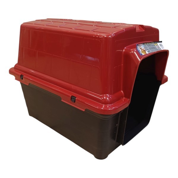 Imagen de Casita para mascotas Nº3, de plástico desarmable modelo tradicional, techo ROJO FURACAO