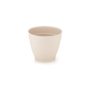Imagen de Maceta de plástico con plato anti dengue 1,5L, BEIGE