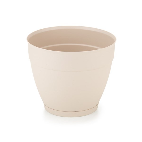 Imagen de Maceta de plástico con plato anti dengue 7,3L, BEIGE