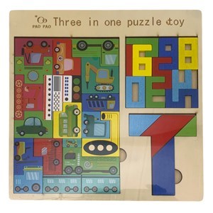 Imagen de Puzzle de madera, encastre figuras 3D 3en1, en bolsa, varios diseños