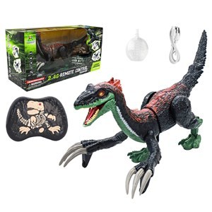 Imagen de Dinosaurio con control remoto, con rociador, sonido y movimientos, recargable y 2AA en caja