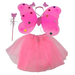 Imagen de Disfraz pollera con tiara, alitas y accesorios, con luz, varios colores, en bolsa
