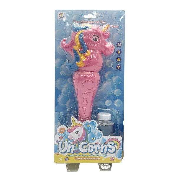 Imagen de Pompero burbujero varita con luz y sonido 3AA, en blister diseño unicornio
