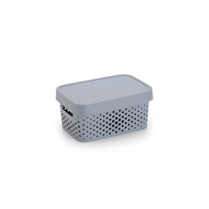 Imagen de Caja organizadora de plástico con tapa calada, 4,5L, GRIS