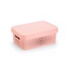 Imagen de Caja organizadora de plástico con tapa calada 11L, ROSADO