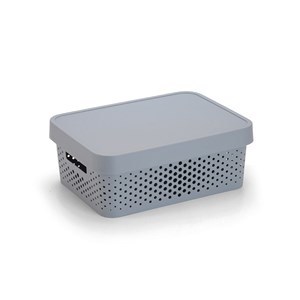 Imagen de Caja organizadora de plástico con tapa calada 11L, GRIS