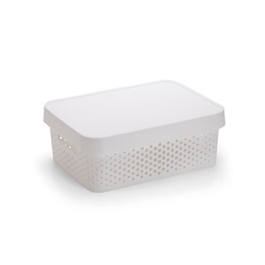 Imagen de Caja organizadora de plástico con tapa calada 11L,  BLANCO