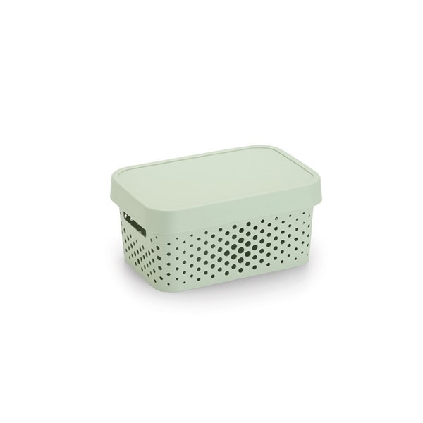 Imagen de Caja organizadora de plástico con tapa calada, 4,5L, VERDE