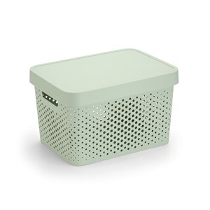 Imagen de Caja organizadora de plástico con tapa calada 17L, VERDE