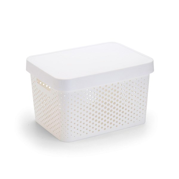 Imagen de Caja organizadora de plástico con tapa calada 17L, BLANCO