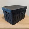 Imagen de Caja organizadora de plástico con tapa calada 17L, NEGRO