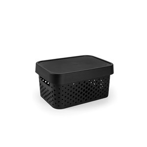Imagen de Caja organizadora de plástico con tapa calada,, NEGRO