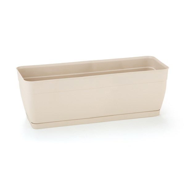 Imagen de Maceta de plástico jardinera con plato anti dengue 11,5L, BEIGE