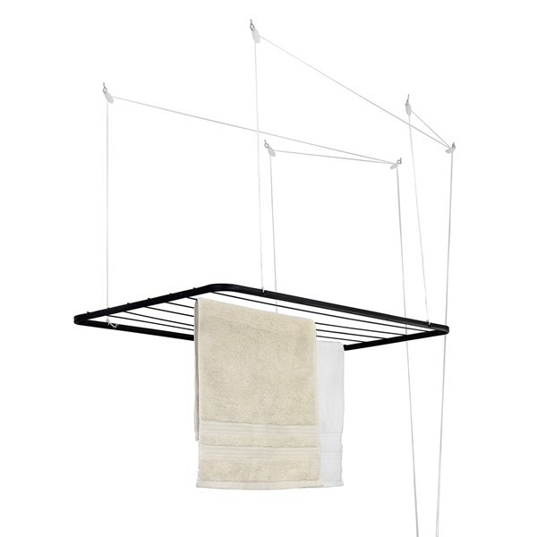Imagen de Tendedero de ropa colgante de techo, de acero pintado, NEGRO Maxeb