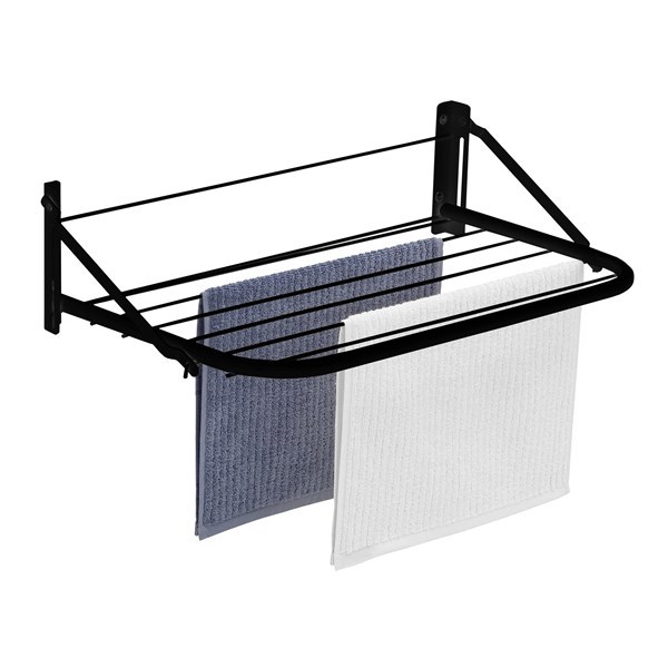 Imagen de Tendedero de ropa de pared, rebatible de acero pintado, NEGRO