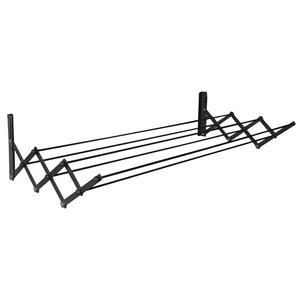 Imagen de Tendedero de pared plegable chico, 6 varillas, de acero pintado, NEGRO Maxeb