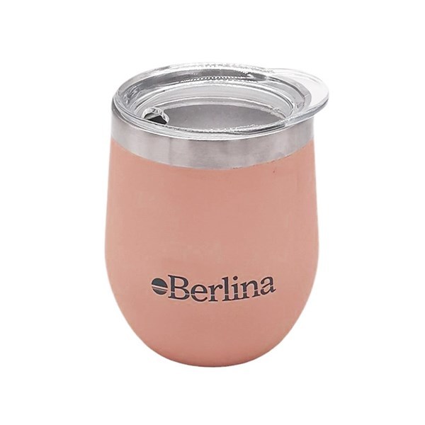 Imagen de Mate con tapa 220ml Berlina ROSADO, doble pared de acero inoxidable, en caja