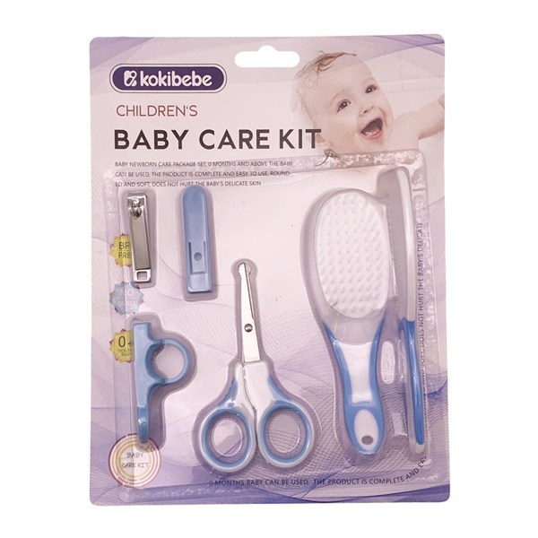 Imagen de Cepillo, peine, tijera con accesorios para bebé, en blister, varios colores
