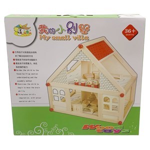 Imagen de Casita de madera para armar, 42 piezas con accesorios, en caja