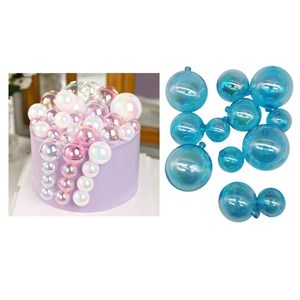 Imagen de Adorno para torta, bolas decorativas transparentes x12, diferentes tamaños, varios colores
