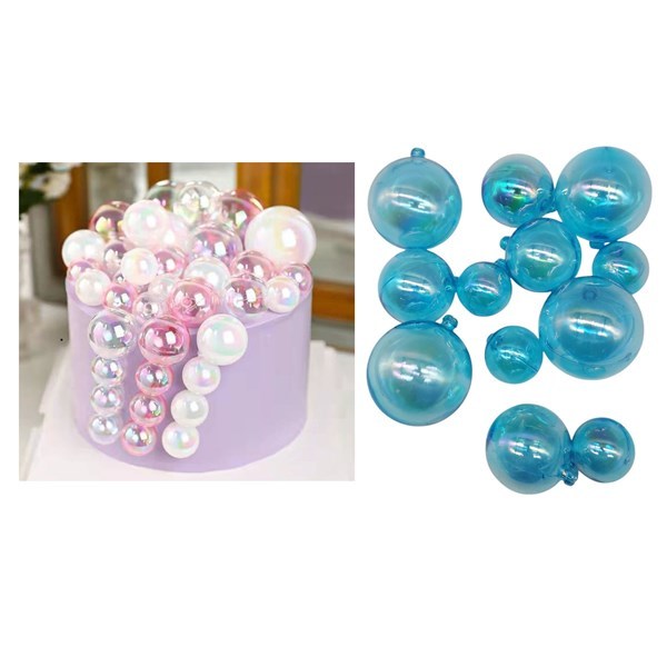 Imagen de Adorno para torta, bolas decorativas transparentes x12, diferentes tamaños, varios colores
