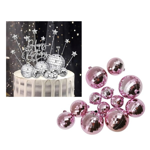 Imagen de Adorno para torta, bolas decorativas facetadas x12, diferentes tamaños, varios colores