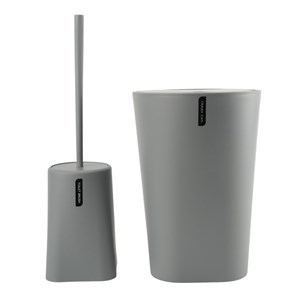 Imagen de Cepillo para WC con papelera, de plástico, GRIS, Berlina Home, en caja