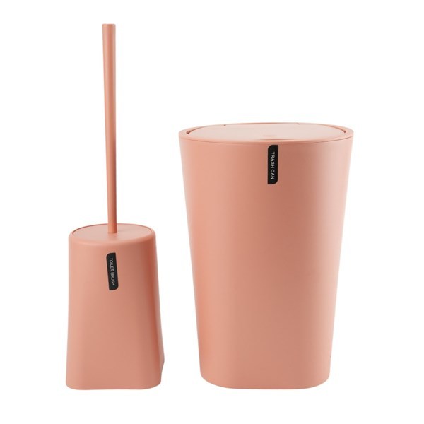 Imagen de Cepillo para WC con papelera, de plástico, SALMÓN, Berlina Home, en caja